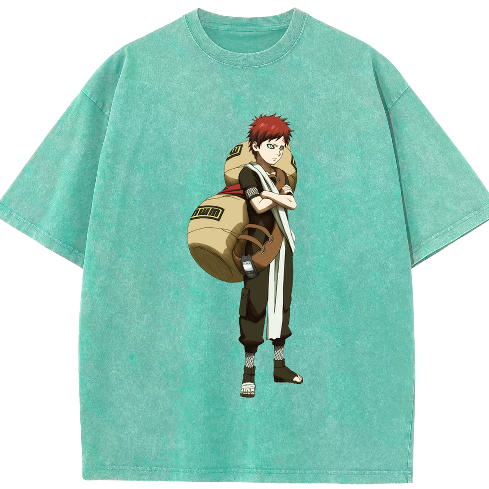 （画像用） NARUTO -ナルト- ガアラ Gaara 綿100% ヴィンテージ風 半袖Tシャツ（フロントプリント）